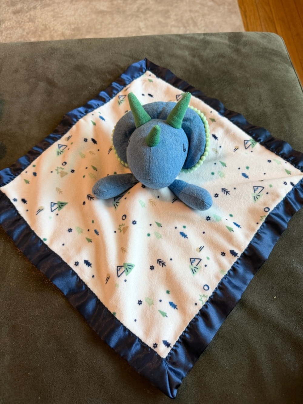 Target Cloud Island Triceratops Baby Security Blanket Blue Dinosaur Lovey Satin